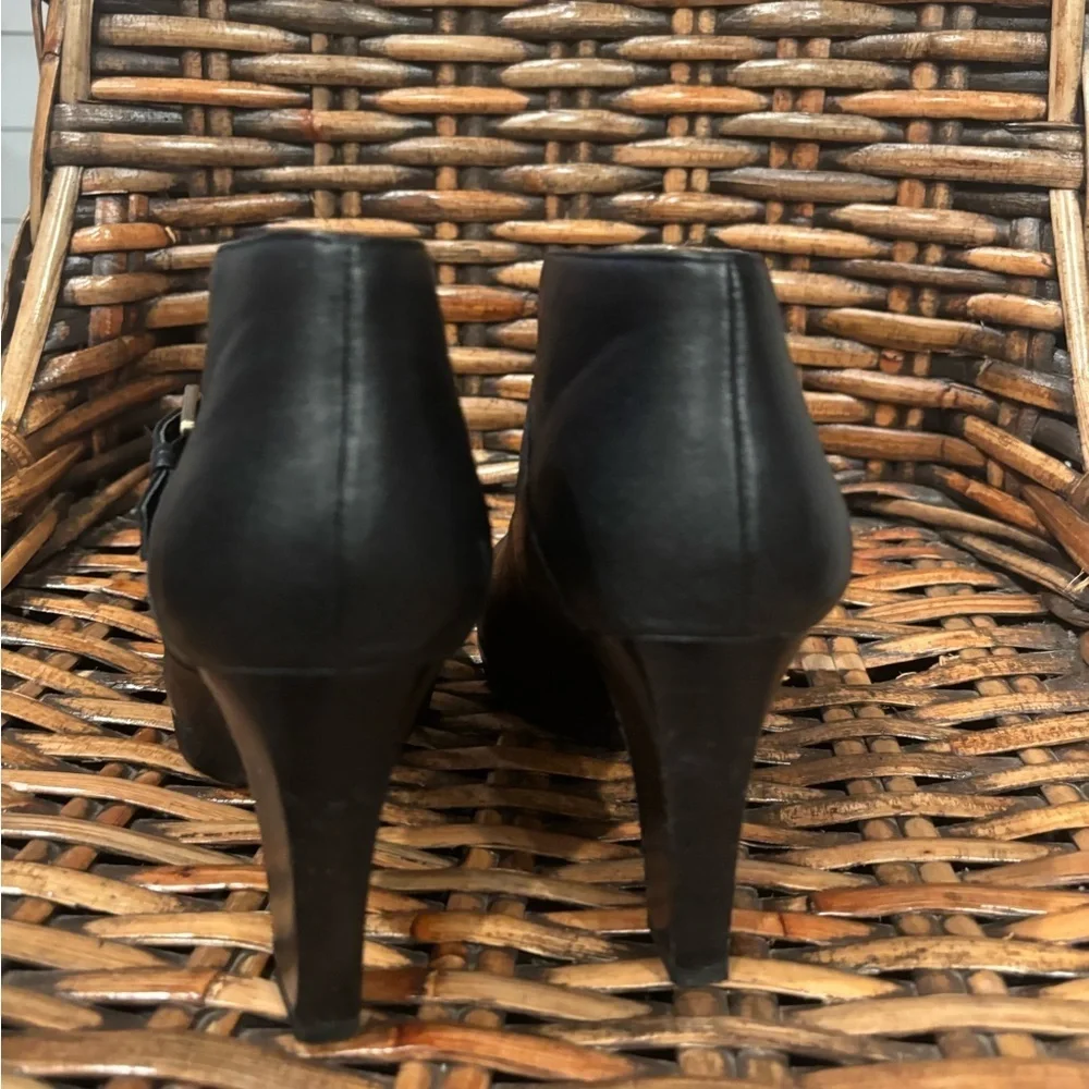 Franco Sarto Black Ankle Boots with Buckle in size 8. Pull on. Great condition!